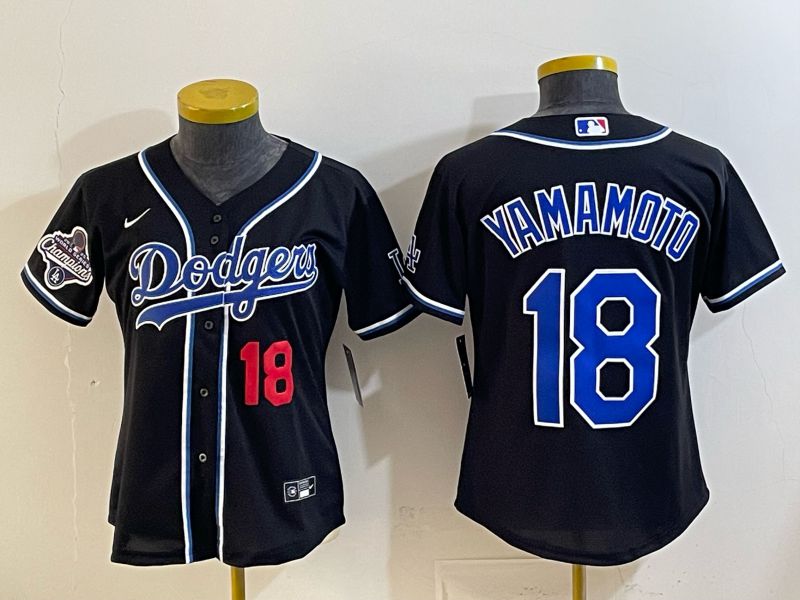 Youth 2026 Los Angeles Dodgers #18 Yamamoto Black Game Nike MLB Jersey style 009->youth mlb jersey->Youth Jersey